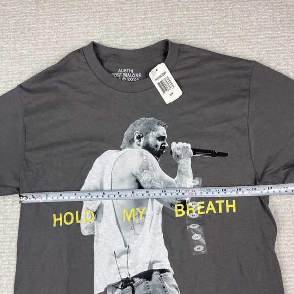 Post Malone Hold my Breath Grey Unisex S T-Shirt 2024 Austin Merch Distress NWT* - Picture 9 of 16
